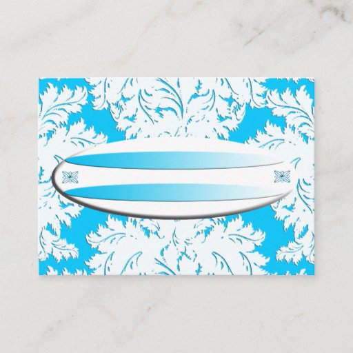 Customizable Surf's UP Light Blue Damask Name Place Card Business Card Template