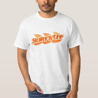 Surf's Up mens bright orange waves on white tee