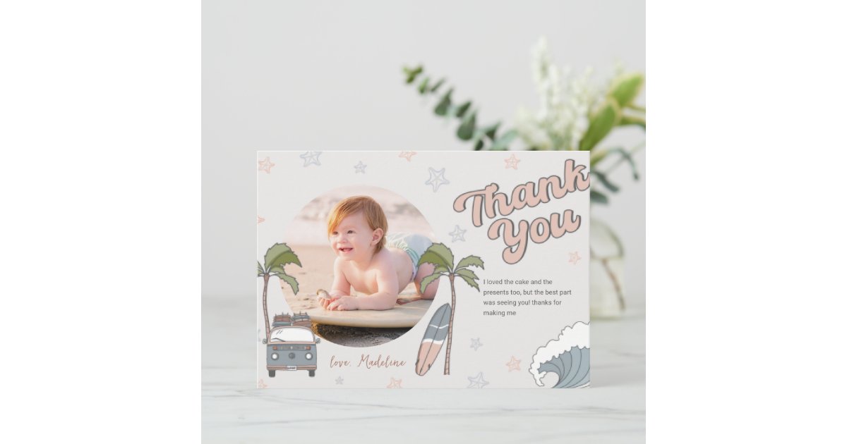 Surf's Up Ocean Birthday Thank You Card | Zazzle