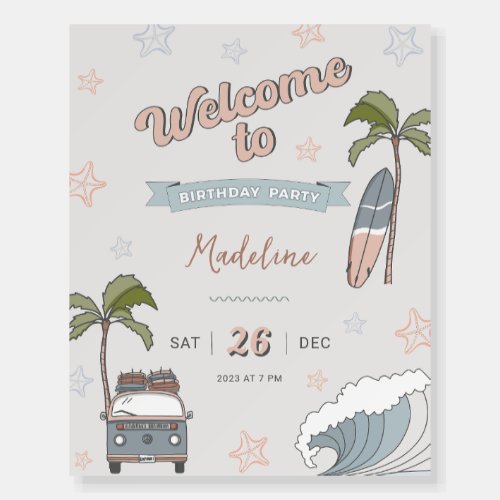 Surfs Up Ocean Birthday Welcome Sign
