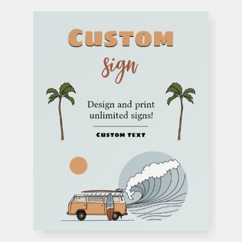 Surfs Up Ocean Wave Birthday Custom Sign