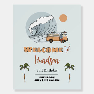 Surf's Up Ocean Wave Birthday Welcome Sign