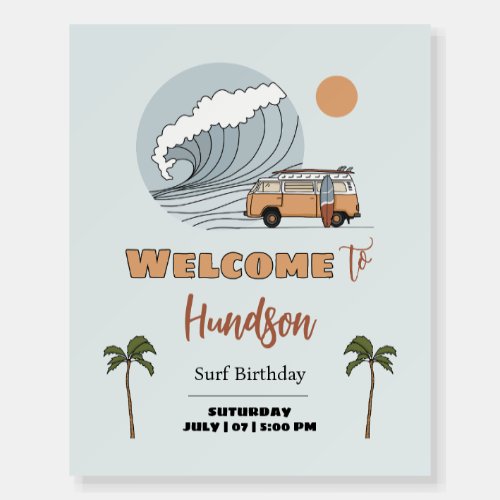 Surfs Up Ocean Wave Birthday Welcome Sign