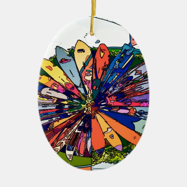 Surf's Up on Maui Ceramic Ornament (Front)