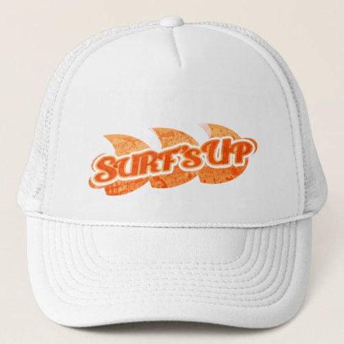 Surfs Up orange wave on white hat