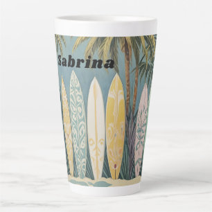 Surf's Up, Pastel Style Personalized Latte Mug