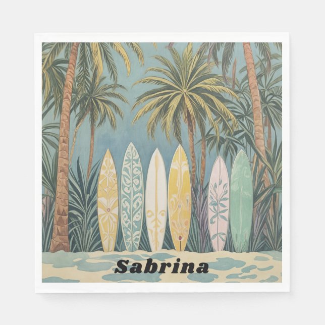 Surf's Up, Pastel Style Personalized Napkins (Front)