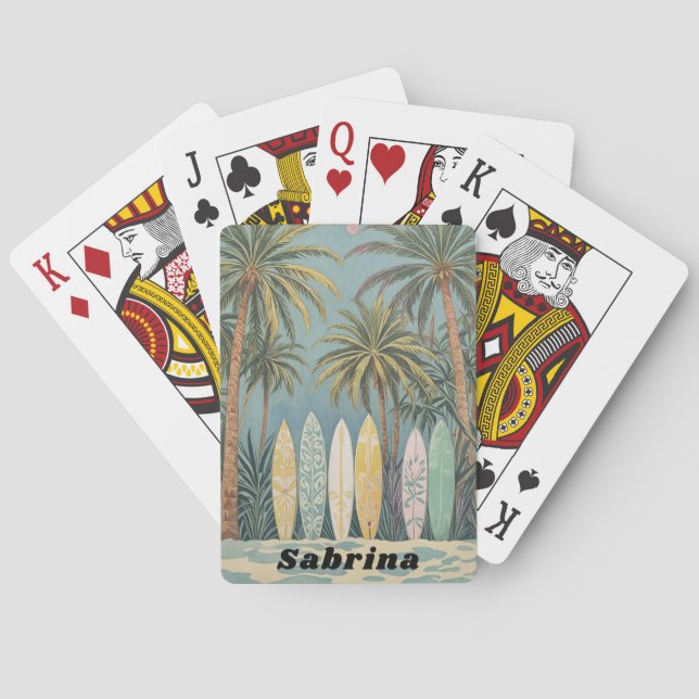 Surf's Up, Pastel Style Personalized Poker Cards (Back)