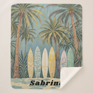 Surf's Up, Pastel Style Personalized Sherpa Blanket
