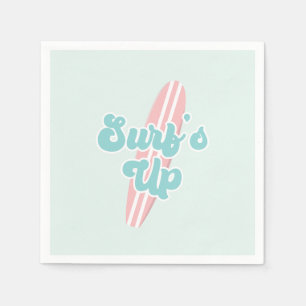 Surfs Up Pink Beach Birthday Napkins