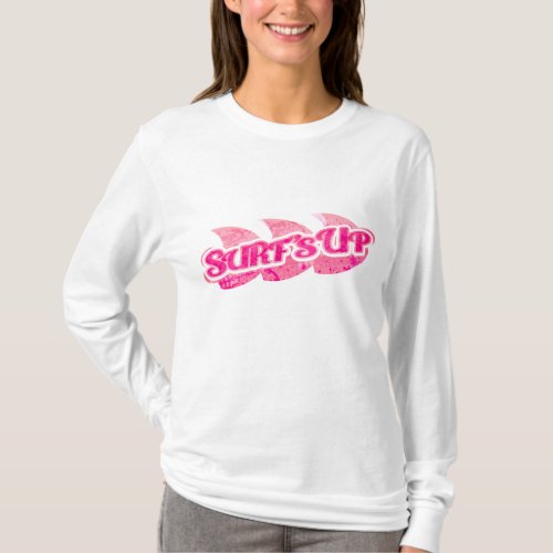 Surfs Up pink girls waves hoodie or tee