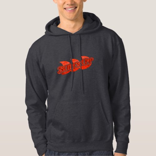 Surfs Up red waves and navy hoodie