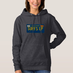 Surfs Up Retro 1969 California License Plate Surf Hoodie