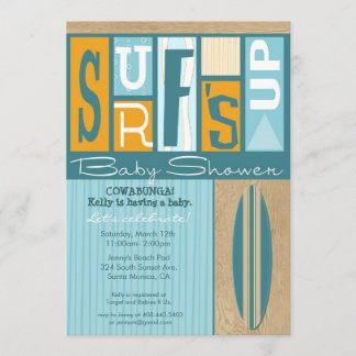 Surf's Up Retro Baby Shower Invitation