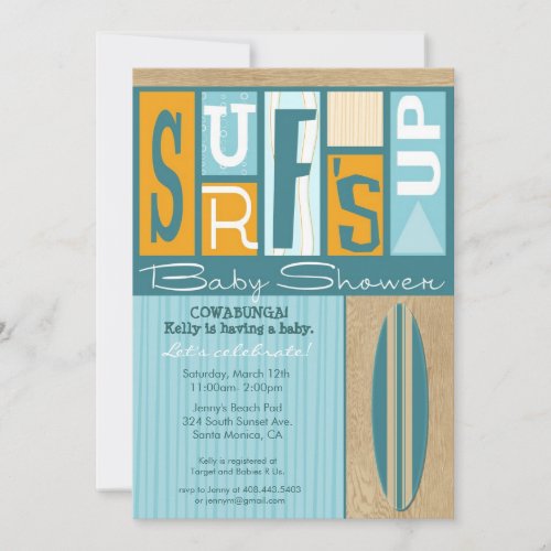 Surf's Up Retro Baby Shower Invitation