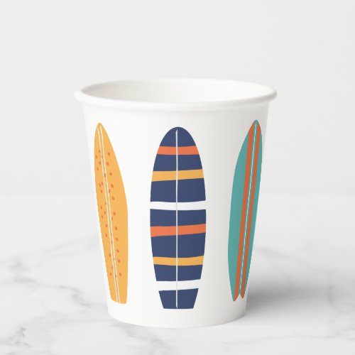 Surfs Up Retro Beach Surfboard Paper Cups