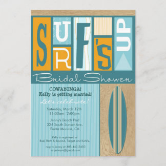 Surf's Up Retro Bridal Shower Invitation