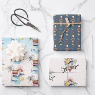 Surf's Up Retro Summer Beach Wrapping Paper Sheets