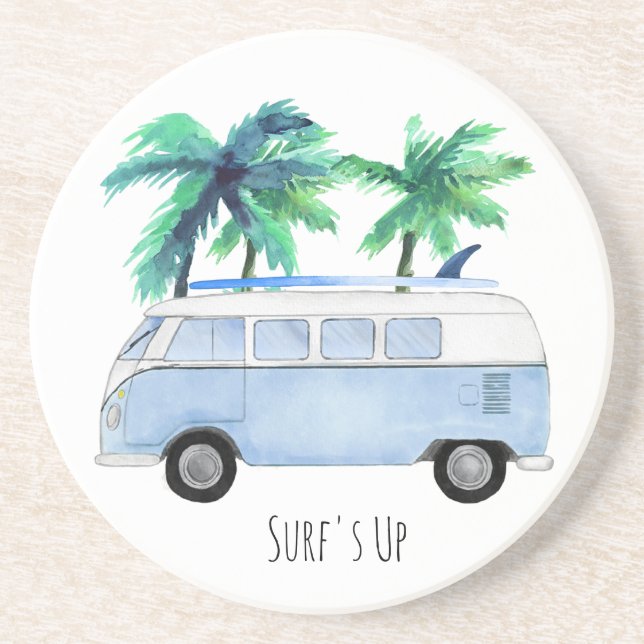 Surf's Up Retro Vintage Surfboards Coaster (Front)