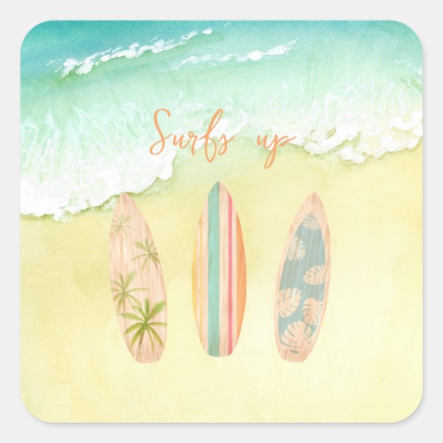 Surfs Up Stickers The Big One Surfer Birthday (Front)