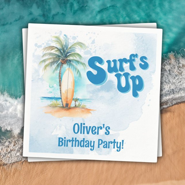 Surf's Up Summer Beach Birthday Party Napkins (Creator Uploaded)