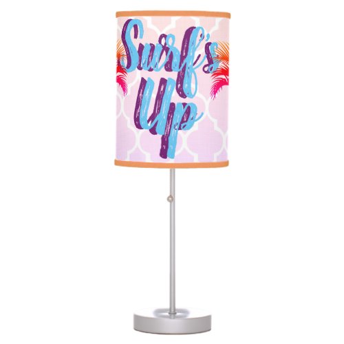 Surfs Up Summer Sunset Palm Trees Table Lamp