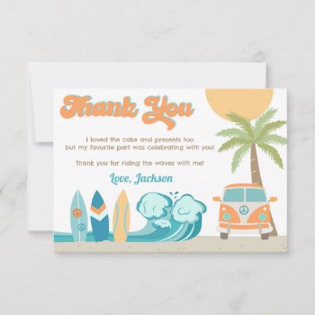 Surf's Up Surf Beach Birthday Thank You Cards by SugarPlumPaperie at Zazzle