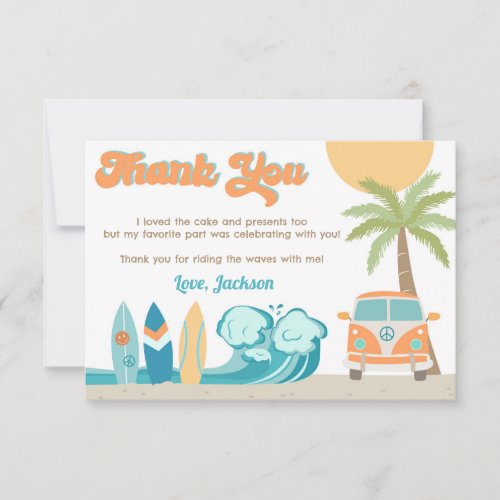 Surfs up Surf Beach Birthday Thank You Cards