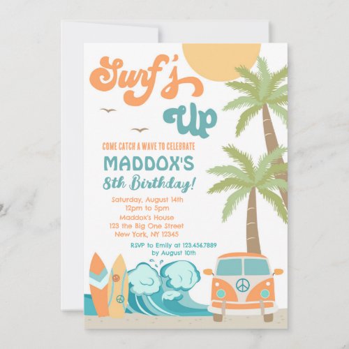 Surfs up Surf Beach Surfs Up Birthday Invitation