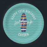 Surfs Up surfboard and waves Birthday Party Paper  Paper Plates<br><div class="desc">surfs up surfboard and waves birthday party plates.</div>