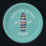 Surfs Up surfboard and waves Birthday Party Paper  Paper Plates<br><div class="desc">surfs up surfboard and waves birthday party plates.</div>