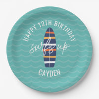 Surfs Up surfboard and waves Birthday Party Paper 