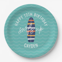 Surfs Up surfboard and waves Birthday Party Paper  Paper Plates