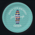 Surfs Up surfboard and waves Birthday Party Paper  Plates<br><div class="desc">surfs up surfboard and waves birthday party plates.</div>
