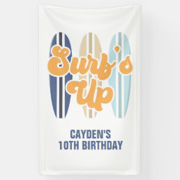 Surf&#39;s Up Surfboard Beach Birthday Banner
