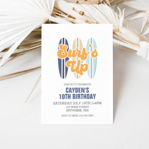 Surf's Up Surfboard Beach Birthday Invitation