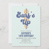 Surf's Up Surfboard Beach Birthday Invitation (Front)