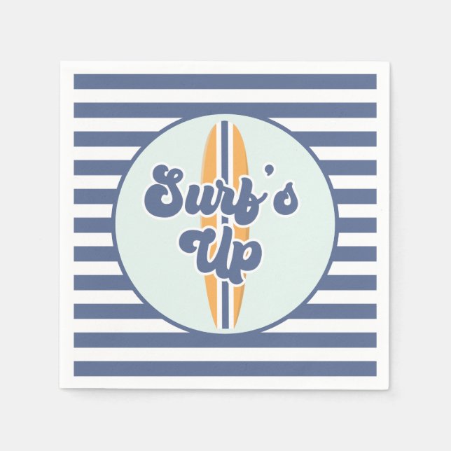 Surf's Up Surfboard Beach Birthday Napkins (Front)
