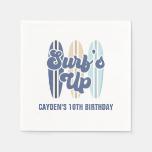 Surf's Up Surfboard Beach Birthday Napkins