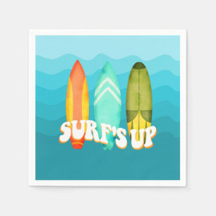 Surfs Up Surfboard Birthday Party Napkins