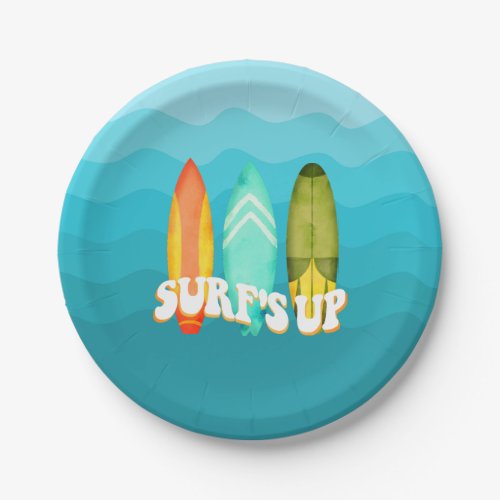 Surfs Up Surfboard Birthday Party Paper Plates