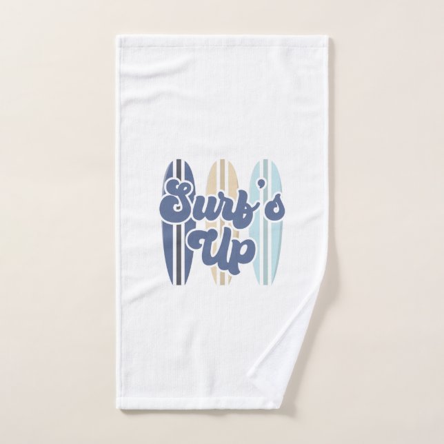 Surf's Up surfboard blue Hand Towel (Hand Towel)