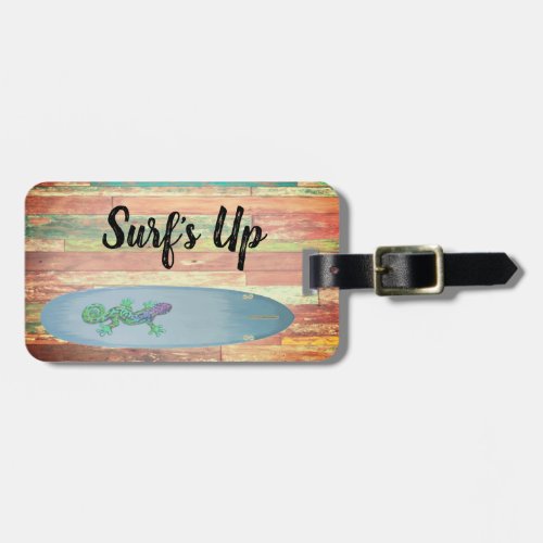 Surfs Up surfboard design Luggage Tag