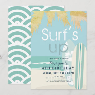Surf's Up Surfboards Beach Boy Birthday Invitation