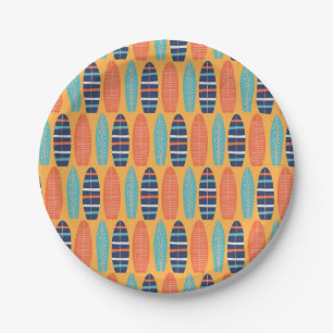Surfs Up Surfboards Orange Blue Summer Birthday Paper Plates