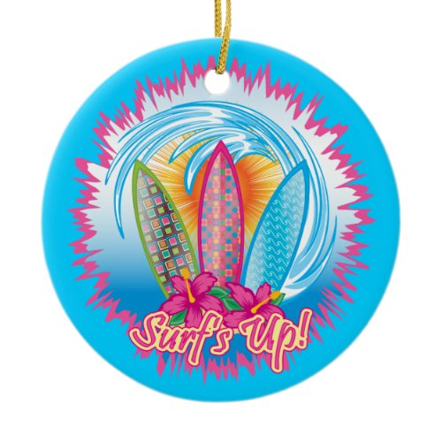Surf's Up - Surfer Girl Ceramic Ornament