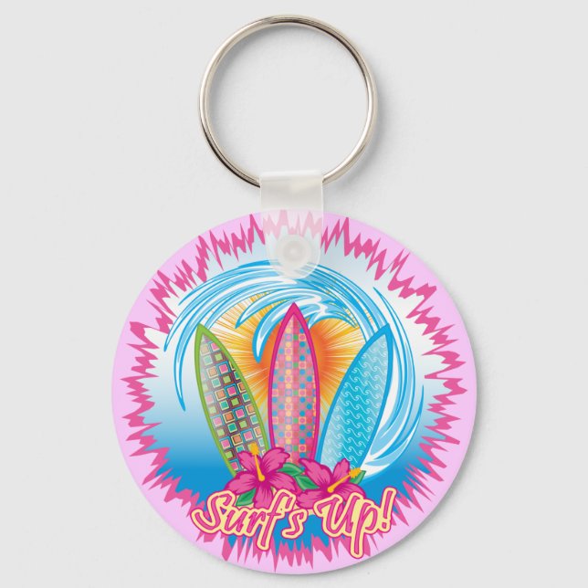Surf's Up - Surfer Girl Keychain (Front)