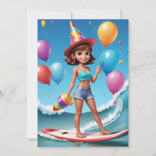 surfs up surfing beach birthday party invitations