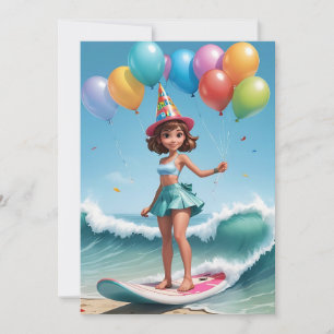 surfs up surfing beach birthday party invitations