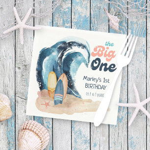Surf's Up The Big One 1st Beach Birthday Napkins